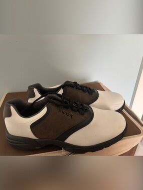 FootJoy Men's White and Brown Golf Athletic Shoes